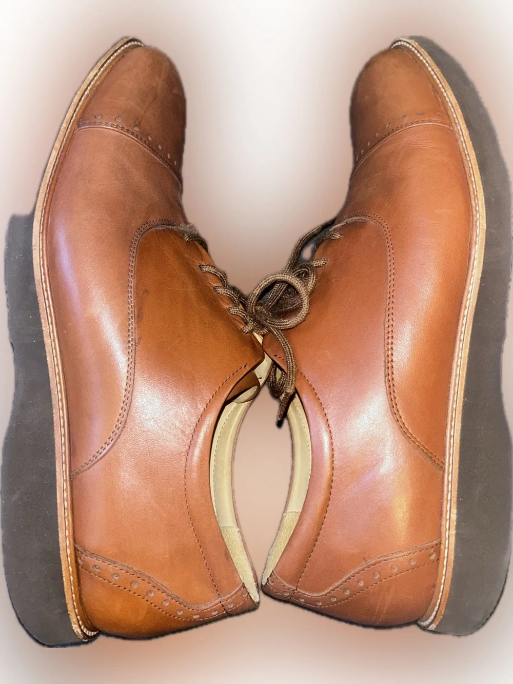 Samuel Hubbard Market Cap Whiskey Tan Leather Oxford Brogue Shoes Vibram 14